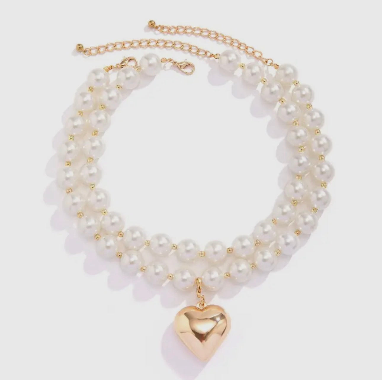 Pearl Beaded Heart Necklace