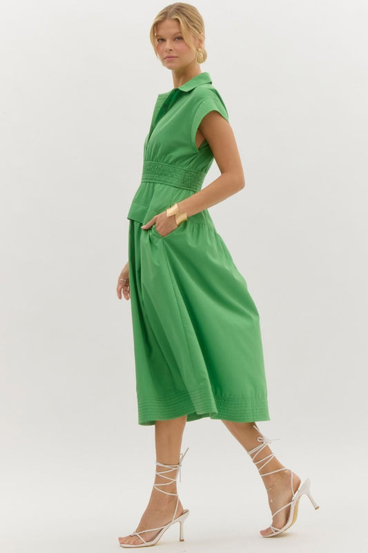 Cap Sleeve Green Dress