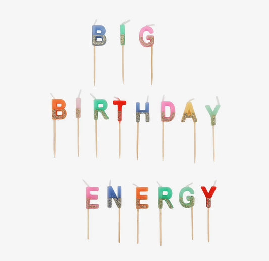 Big Birthday Energy Glitter Candles Set