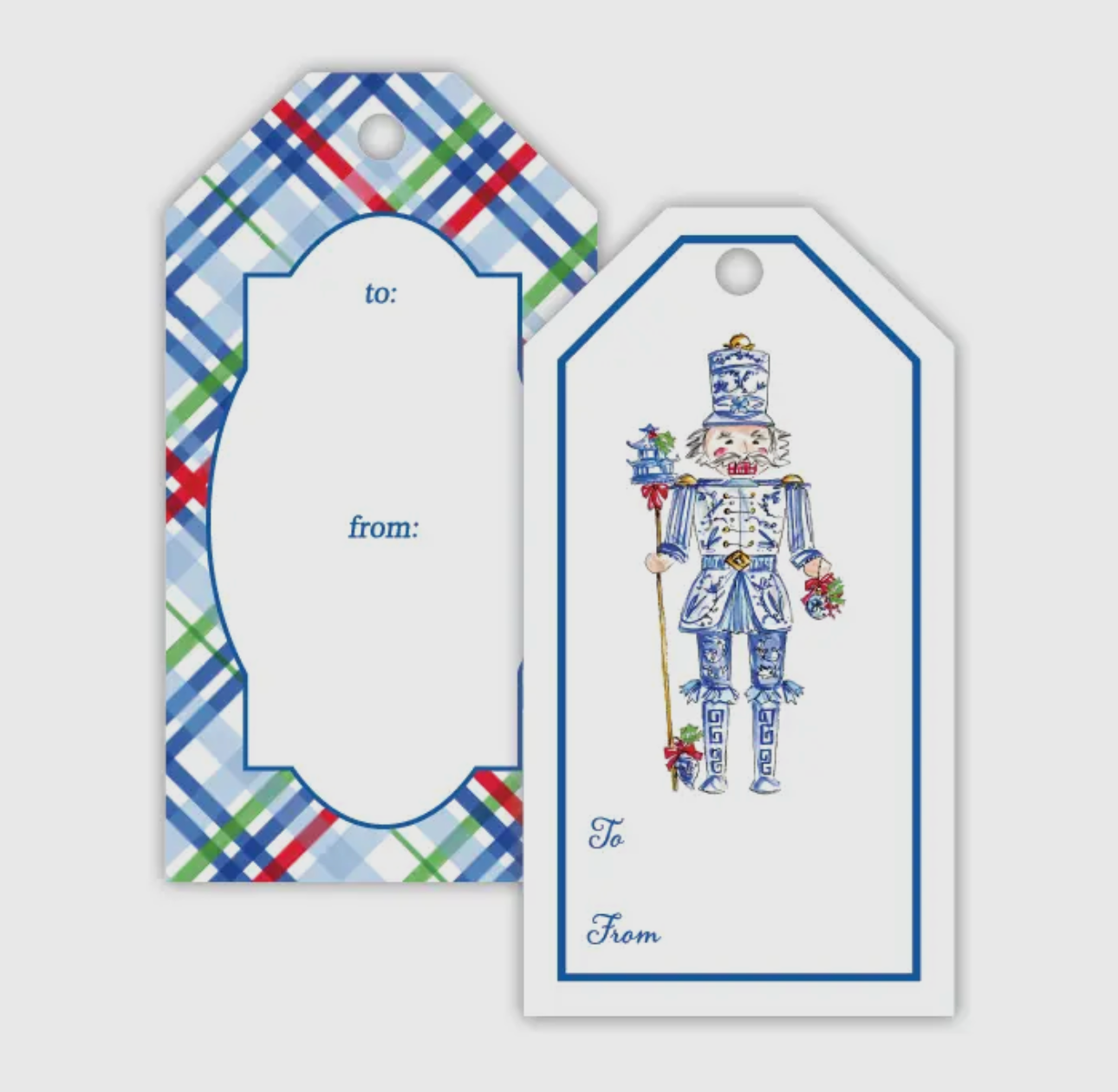 Blue Chinoiserie Nutcracker Gift Tag Set