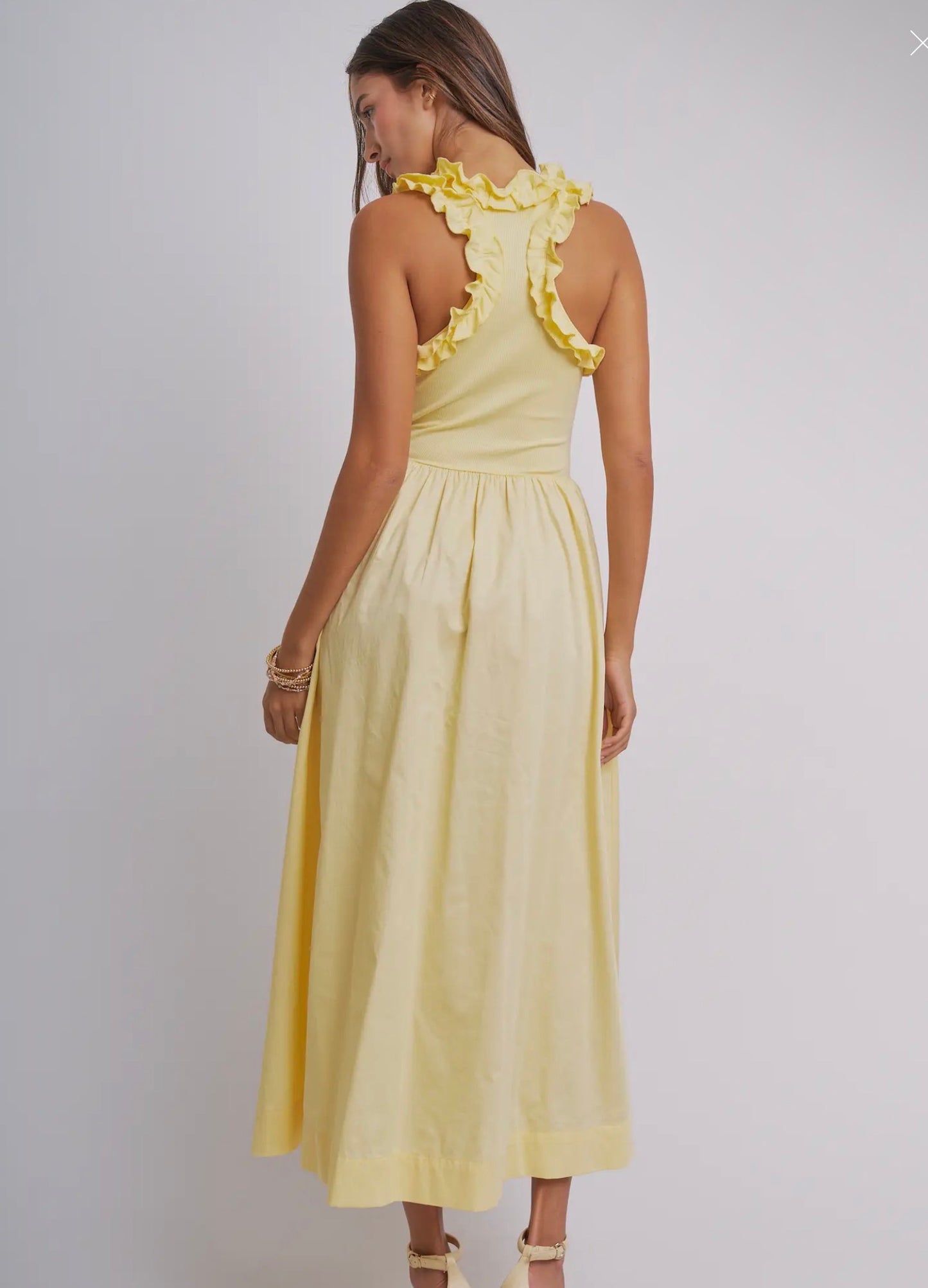 Ribbed Knit Poplin Midi Dress