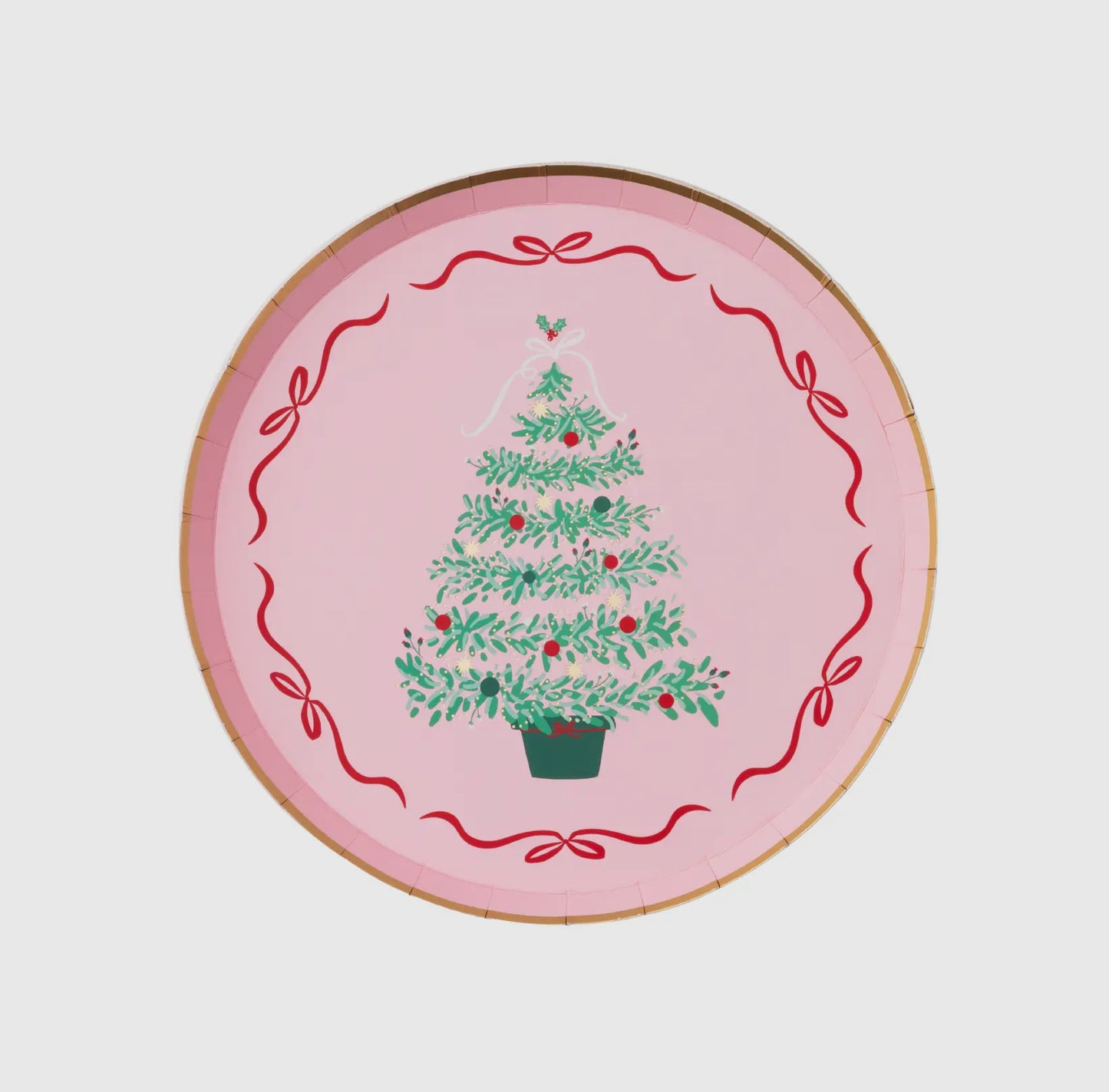 Pink Christmas Tree Dessert Plates