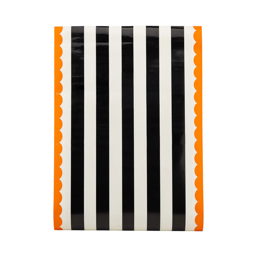 Orange and Black Striped Paper Table Runner