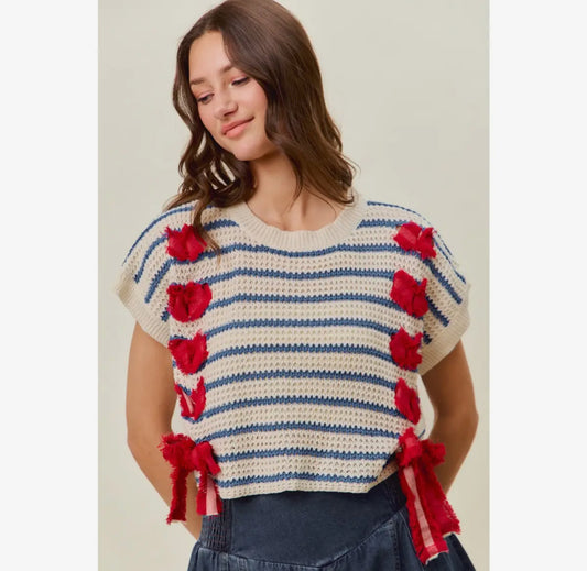 Stripe Detail Sweater Vest Top