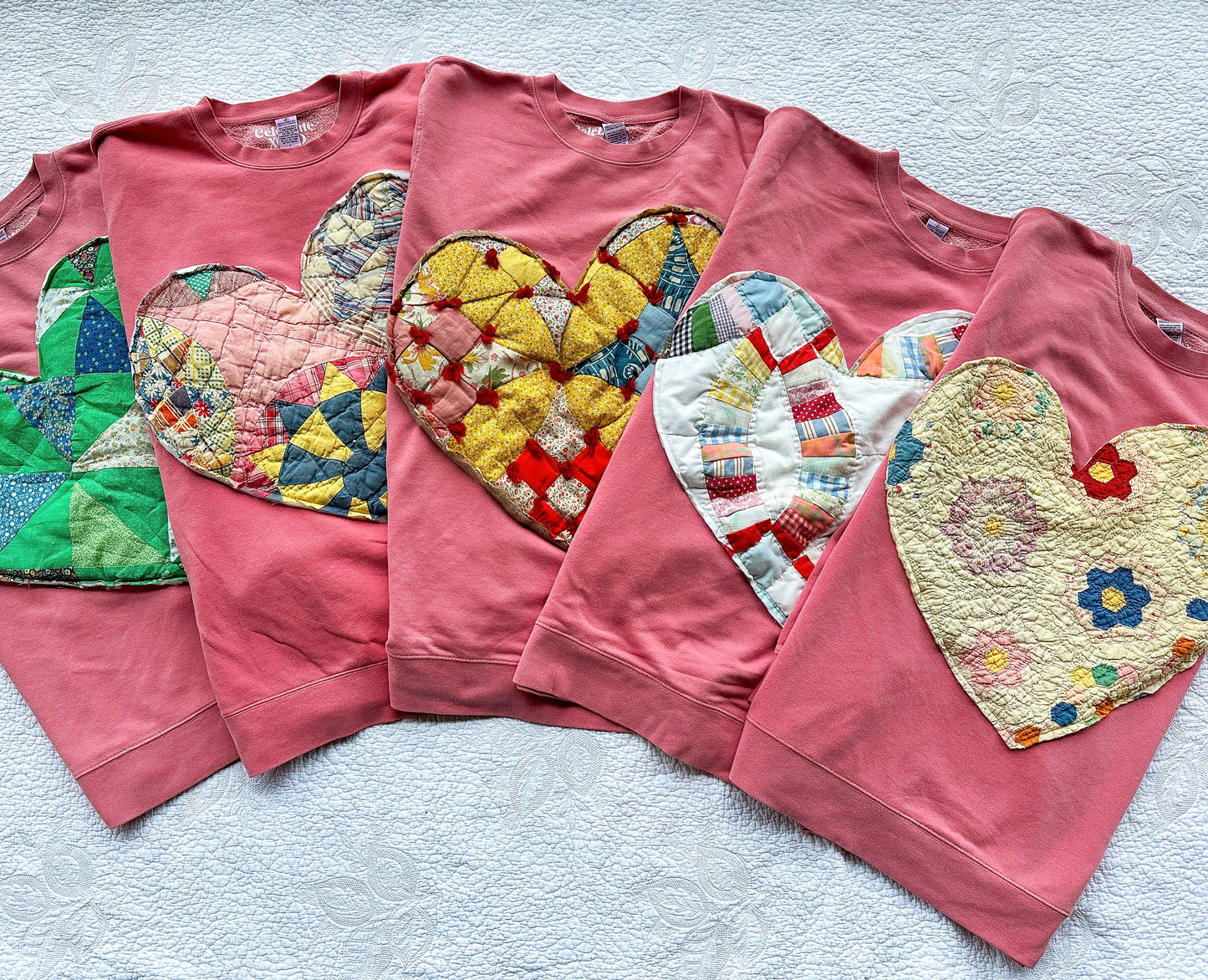 Pink Big Heart Quilted Sweatshirt