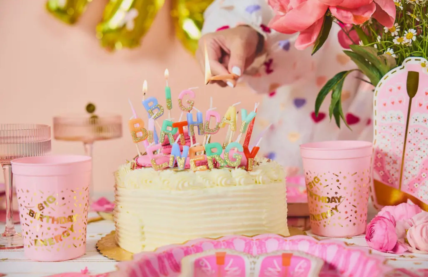 Big Birthday Energy Glitter Candles Set