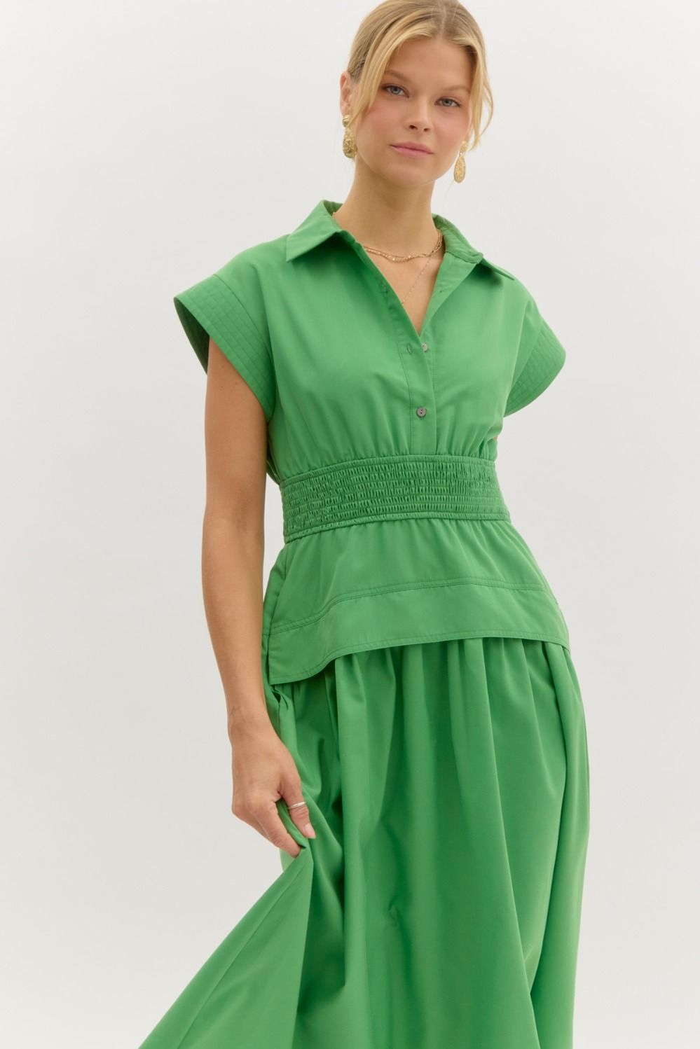 Cap Sleeve Green Dress