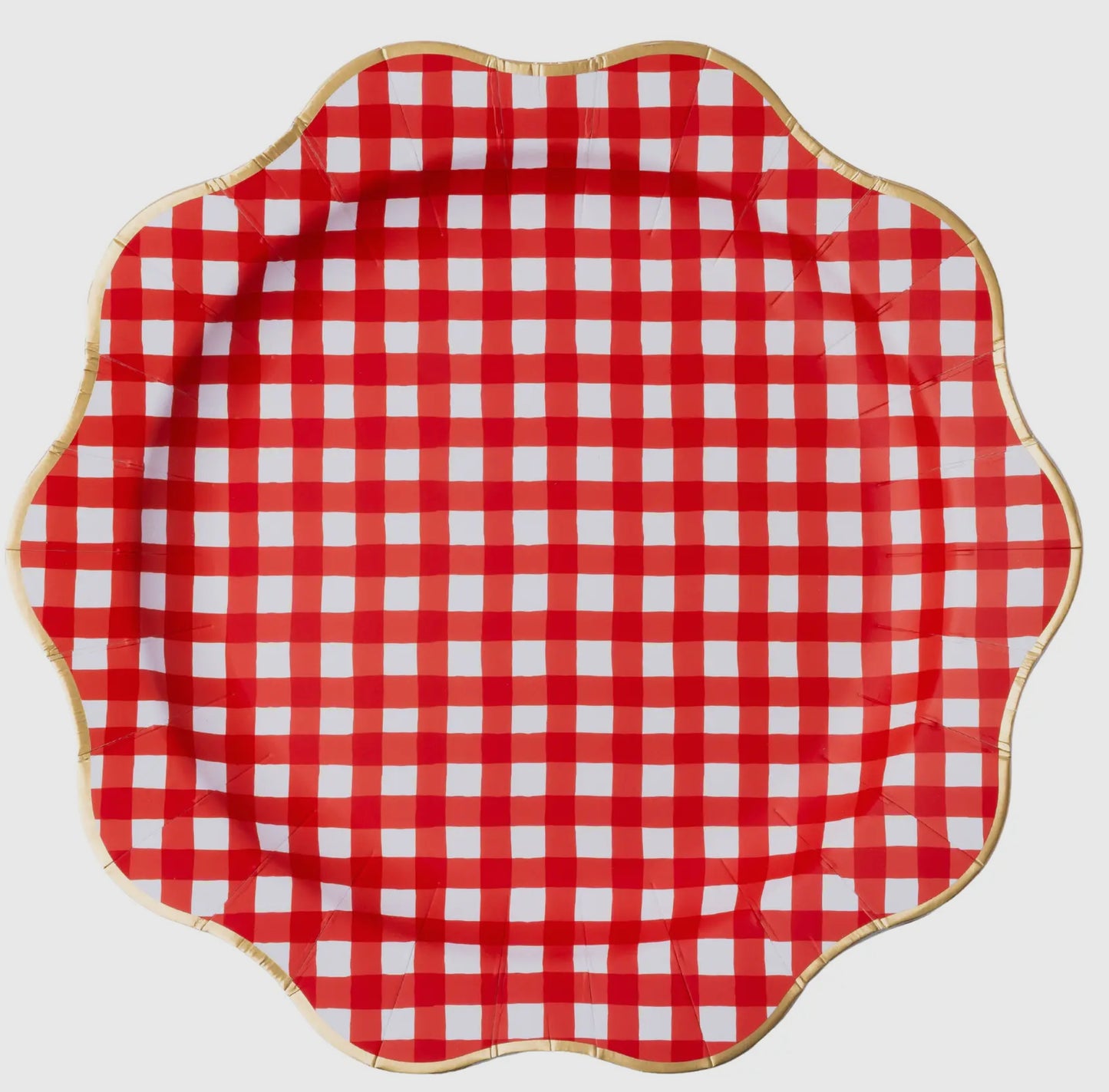 Elegant Cherry Red Gingham Dinner Plates