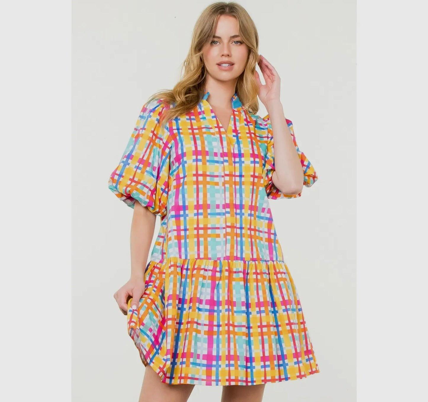 Multi Color Gingham Dress