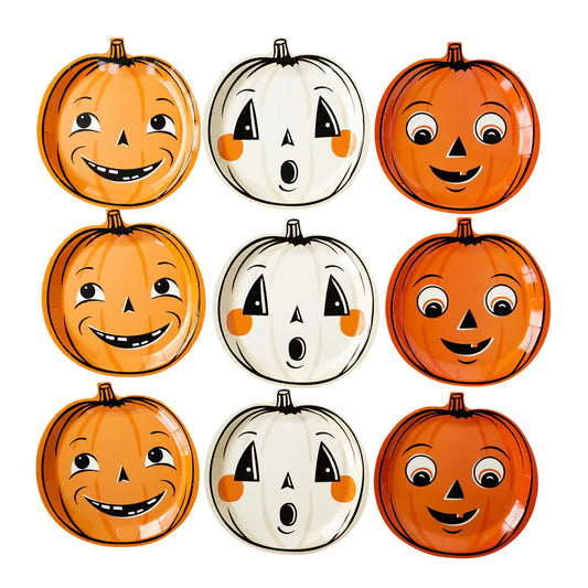Vintage Halloween Pumpkin Shaped Plate Set