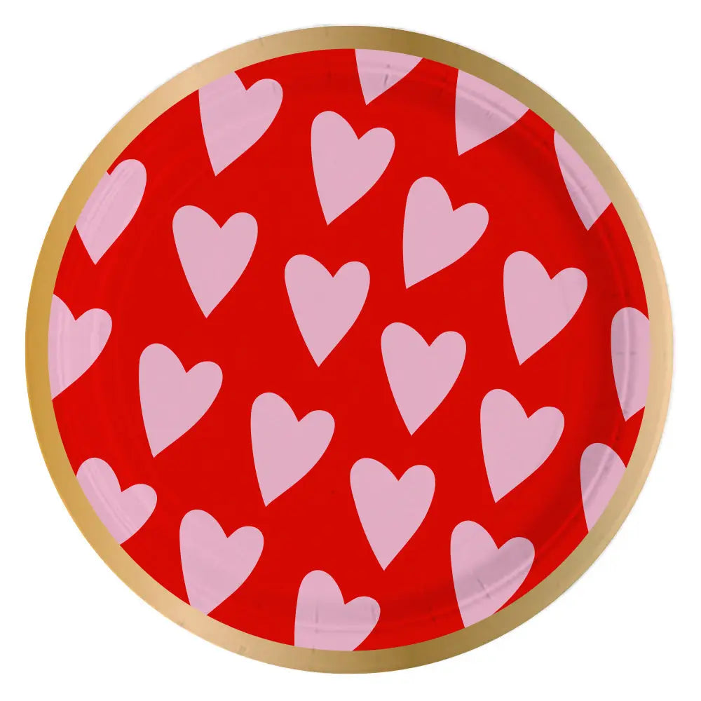 Checkered Heart Shaped Paper Plate