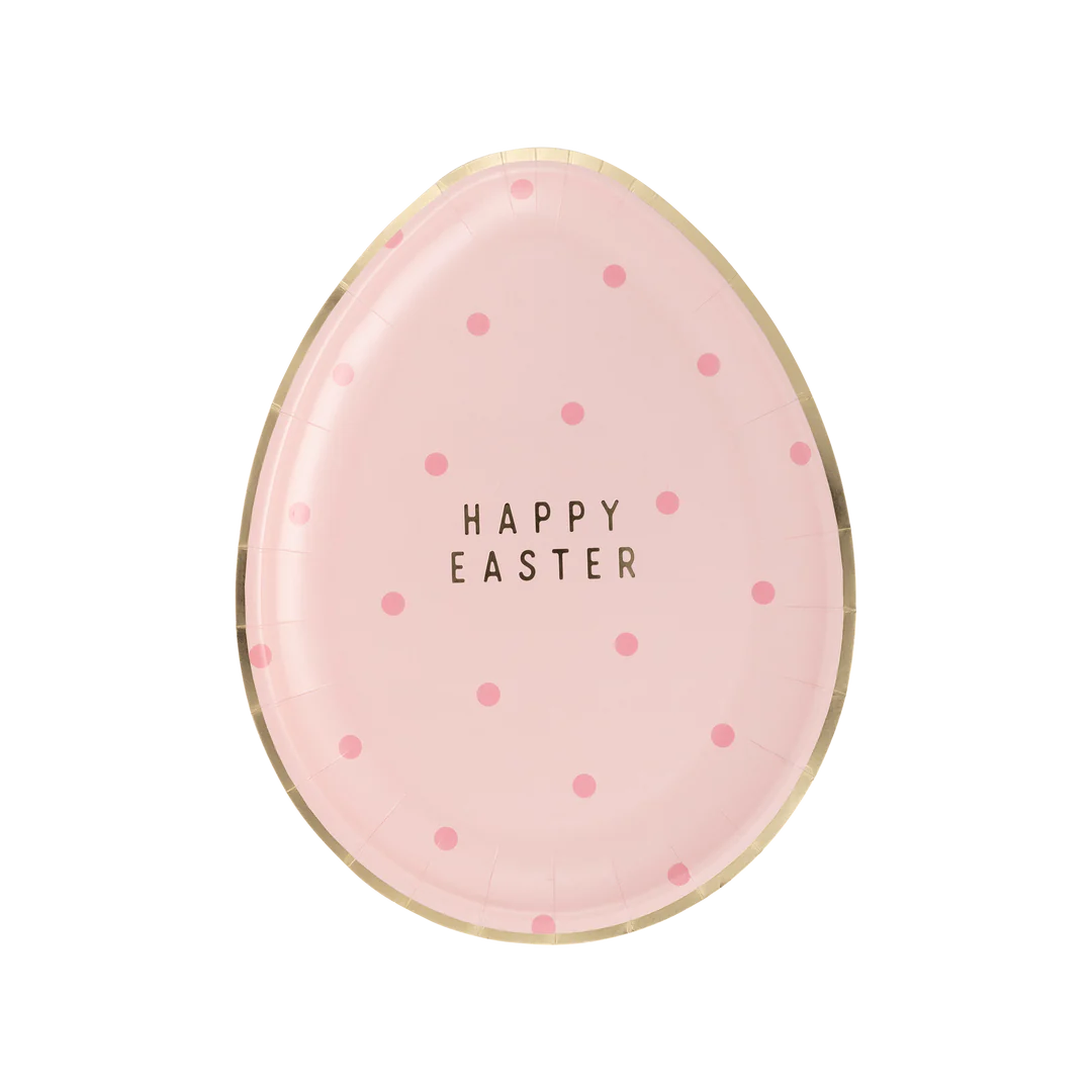 Polka Dot Egg Shaped Paper Plate Set