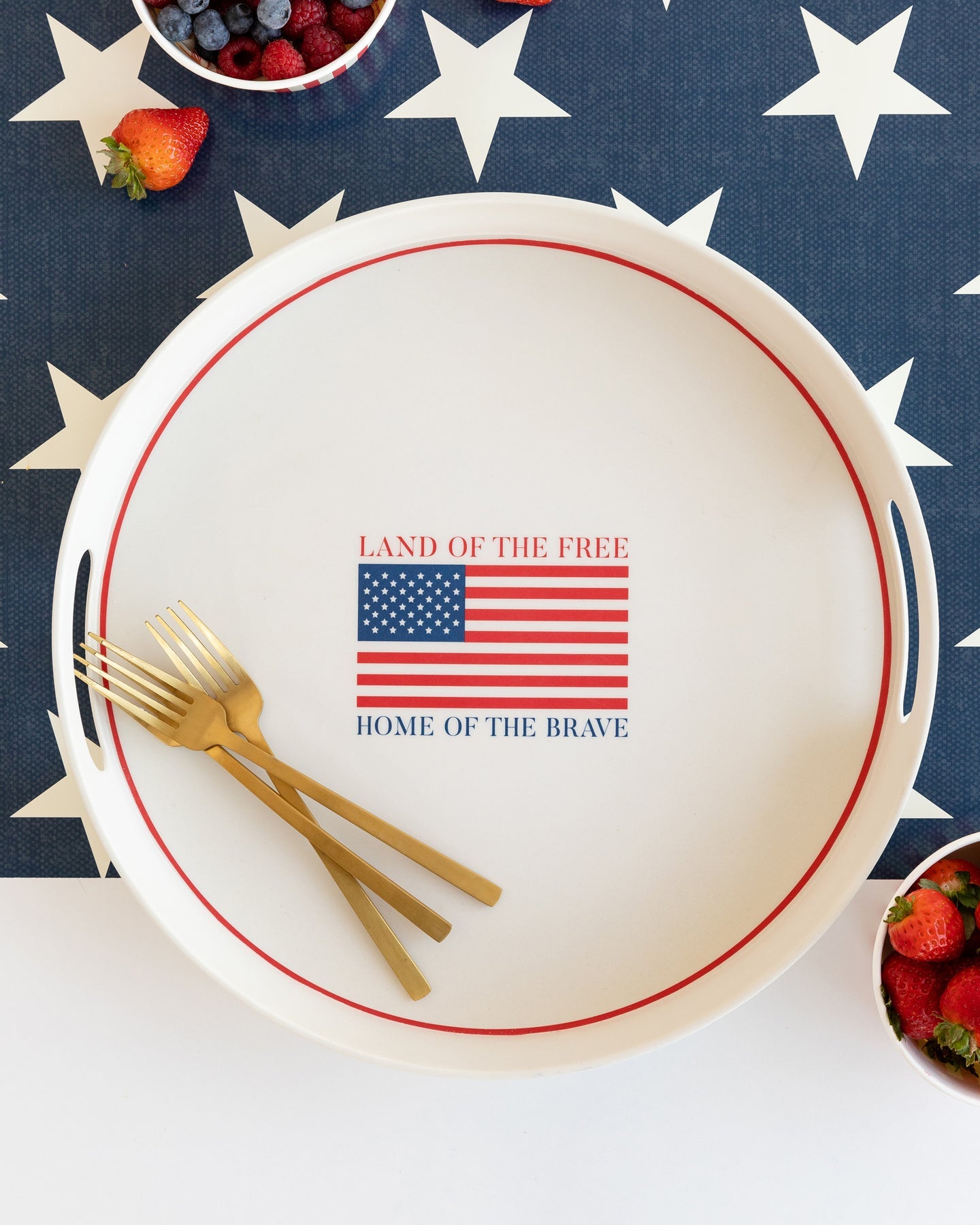 Land of the Brave Bamboo Round Serving Tray