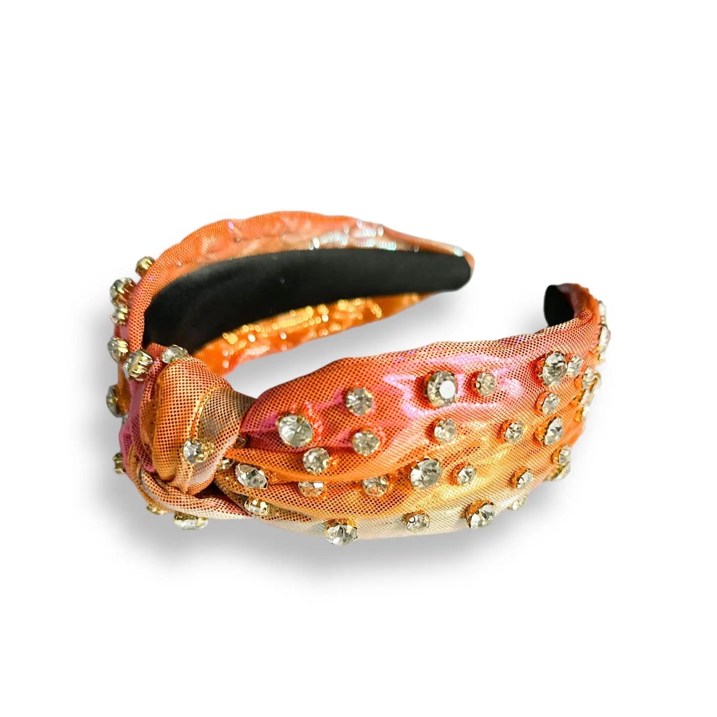 Orange Iridescent with Crystals Headband