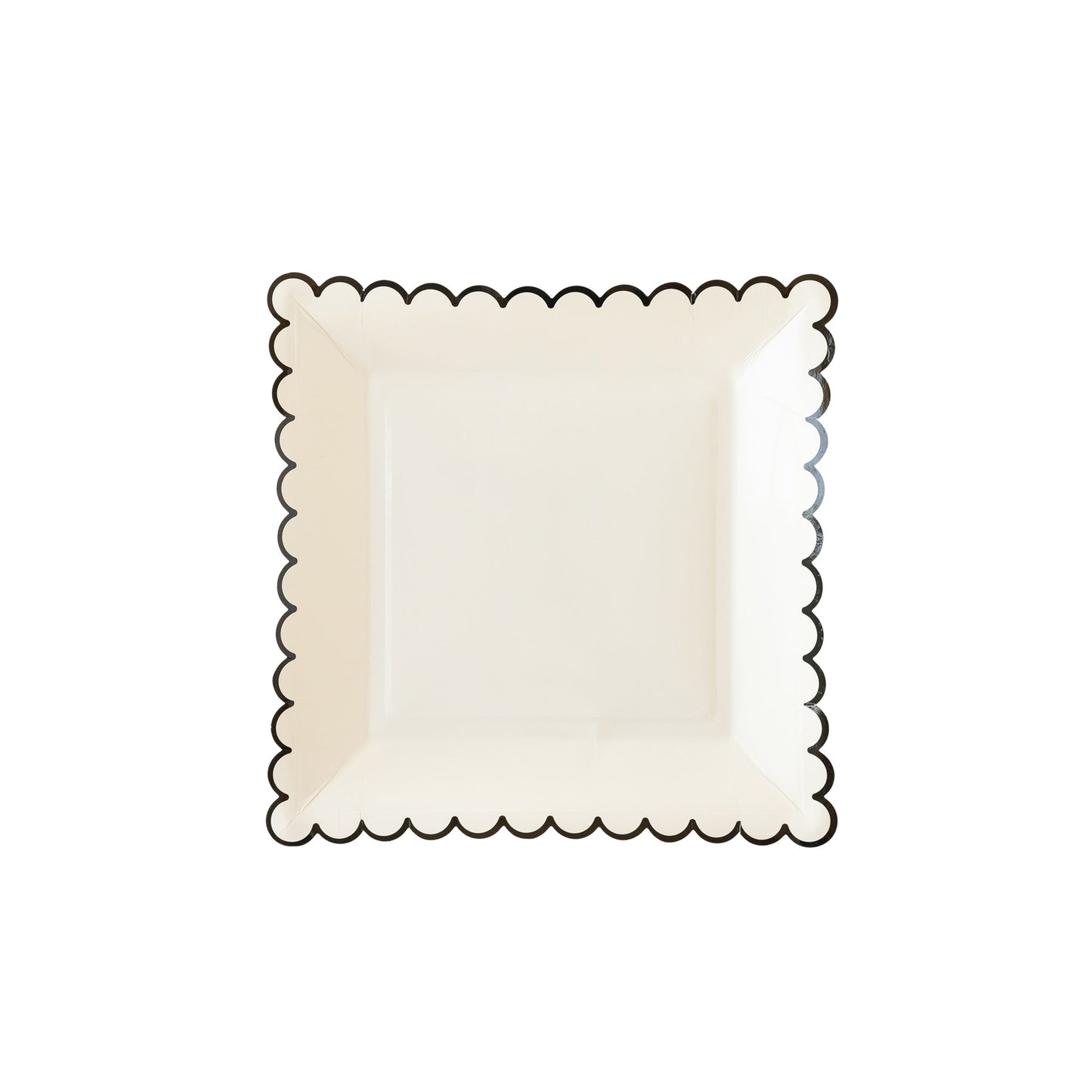 White with Black Edge Scallop Plate