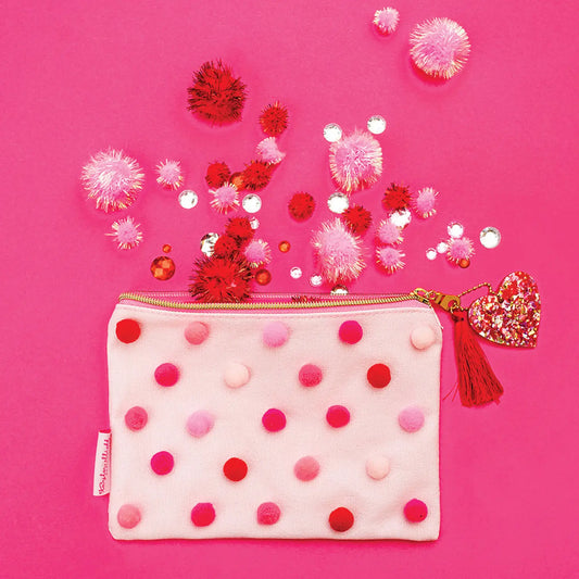 Red/Pink Pom Pom Pouch