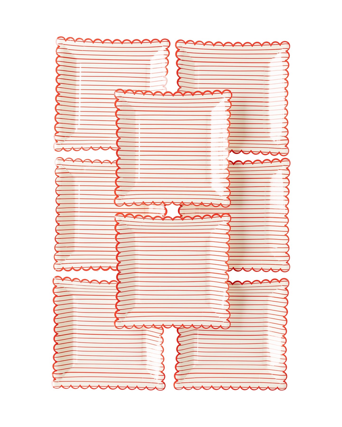 Valentine Red Striped Scalloped Plate