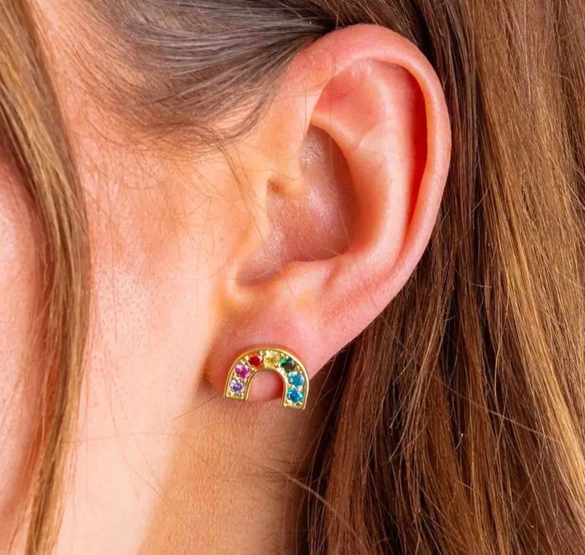 Rainbow Gem Stud Earrings