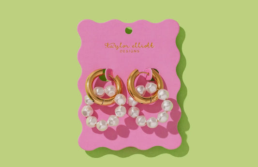 Gold Plated Pearl Hoops