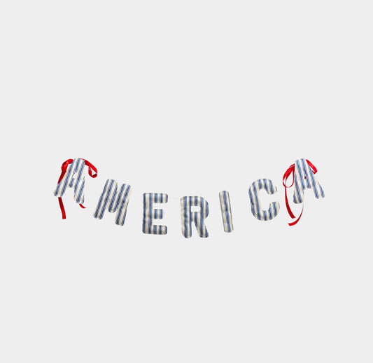 America Ticking Linen Puffy Banner