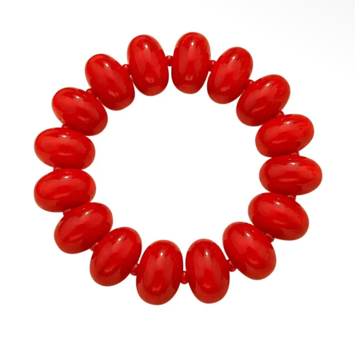 Chunky Bead Red Stretch Bracelet