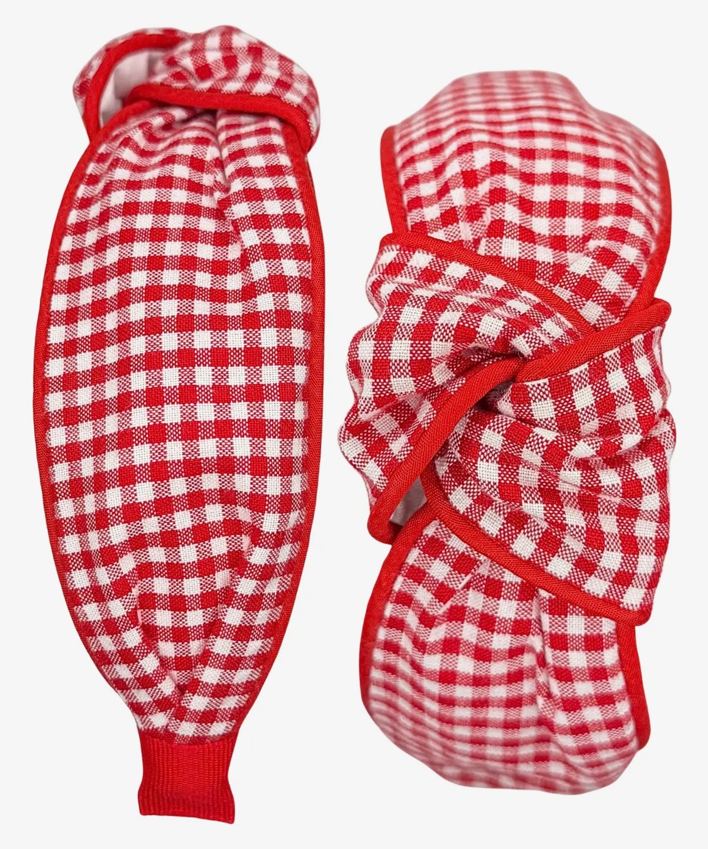 Red Gingham With Red Piping Headband