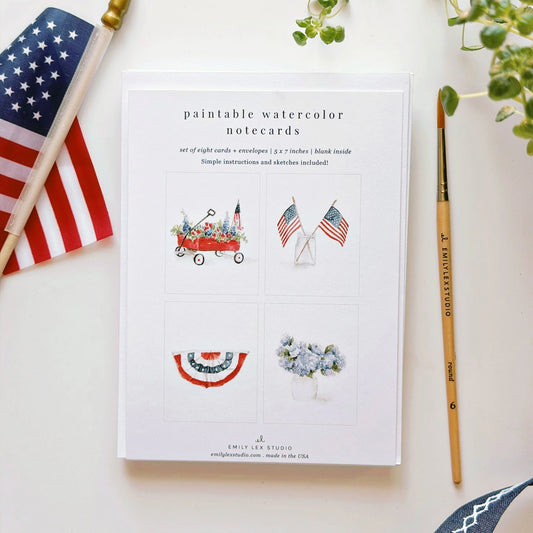 America Paintable Watercolor Notecard Set