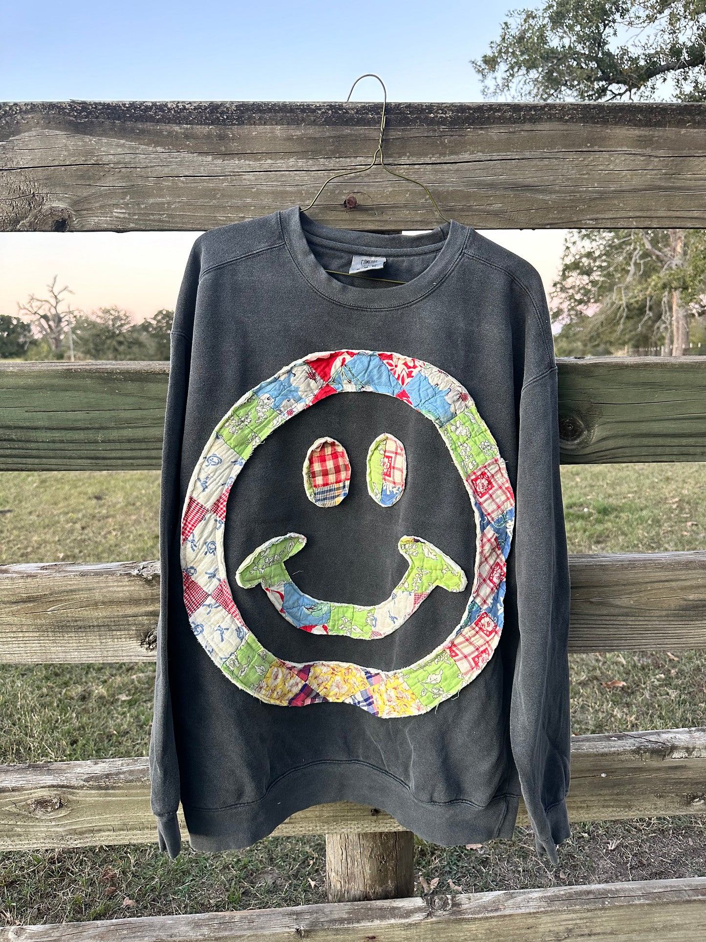 Quilted Smiley Sweatshirt