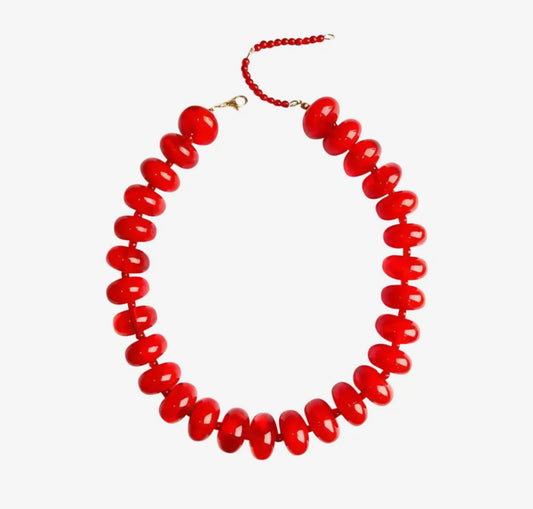 Chunky Red Beaded Necklace