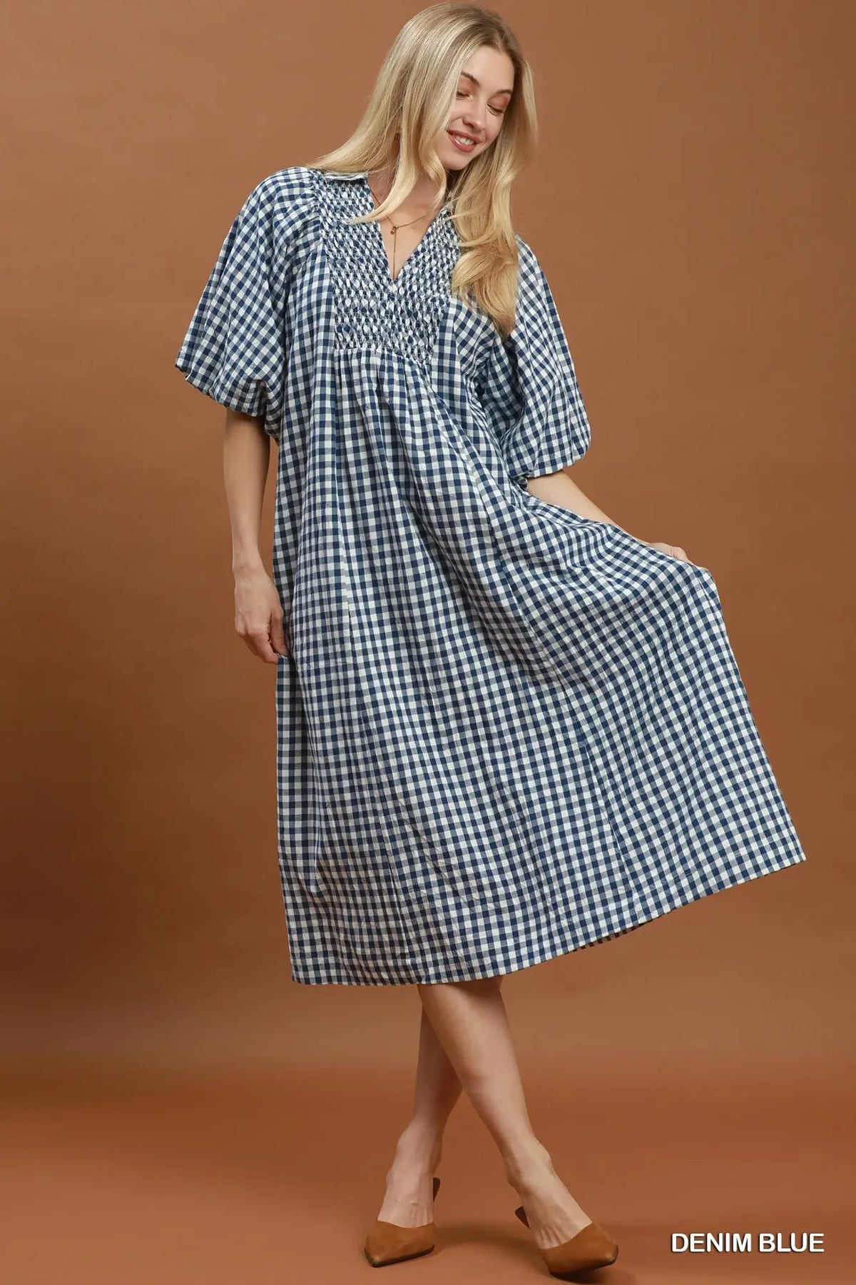 Denim Blue Gingham Dress