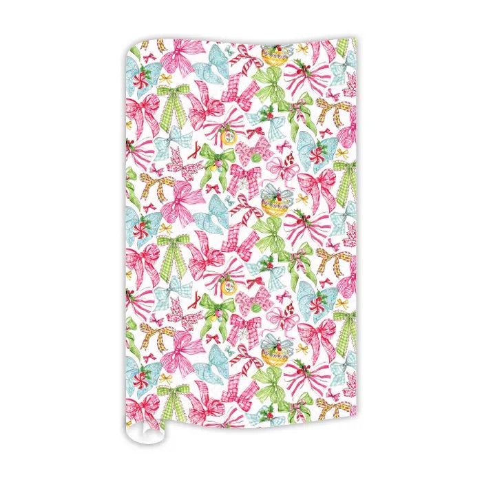 Pink & Green Bow Wrapping Paper