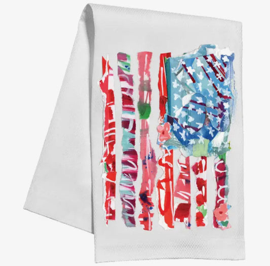 USA Flag Red Stripes Kitchen Towel
