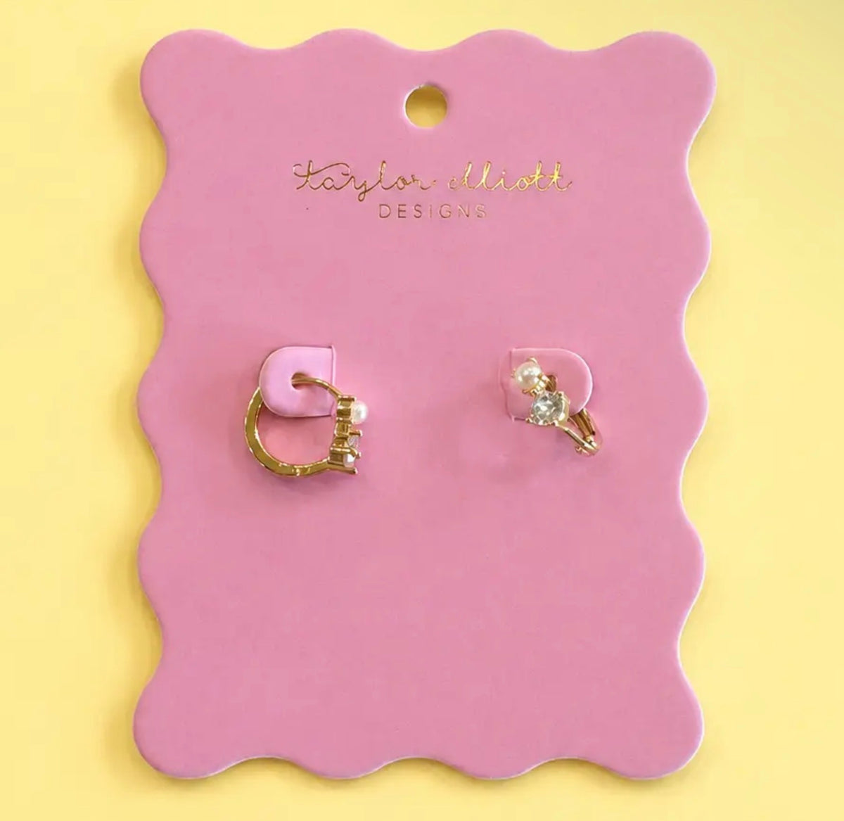 Pearl Crystal Huggie Earrings