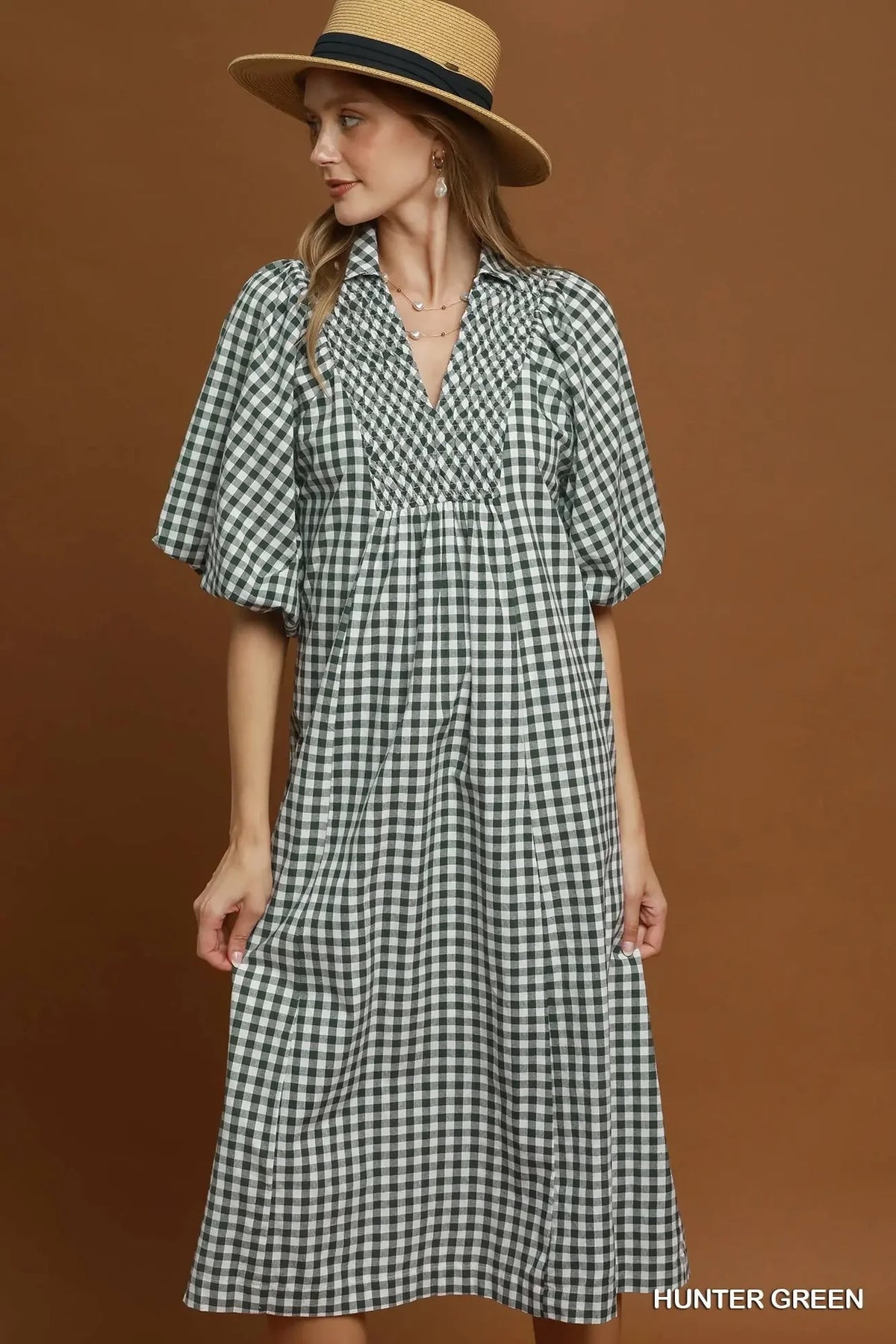 Hunter Green Gingham Dress