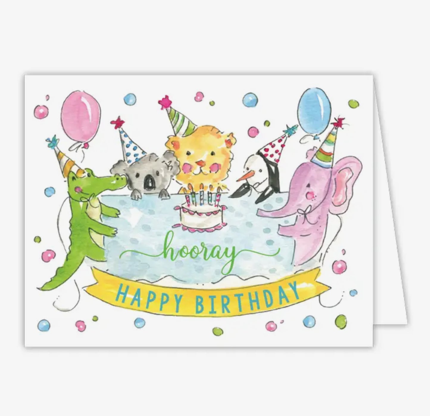 Hooray Happy Birthday Party Animals Greeting Card