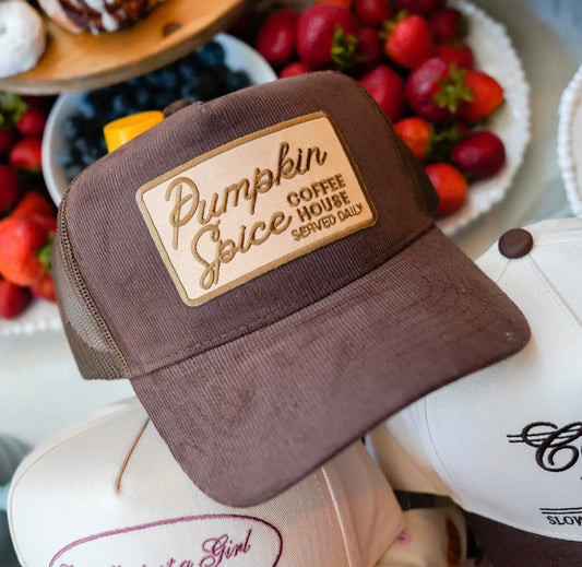 Pumpkin Spice Vintage Corduroy Trucker Hat