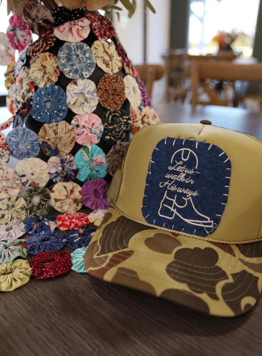 Vintage Boot Trucker Hat Camo