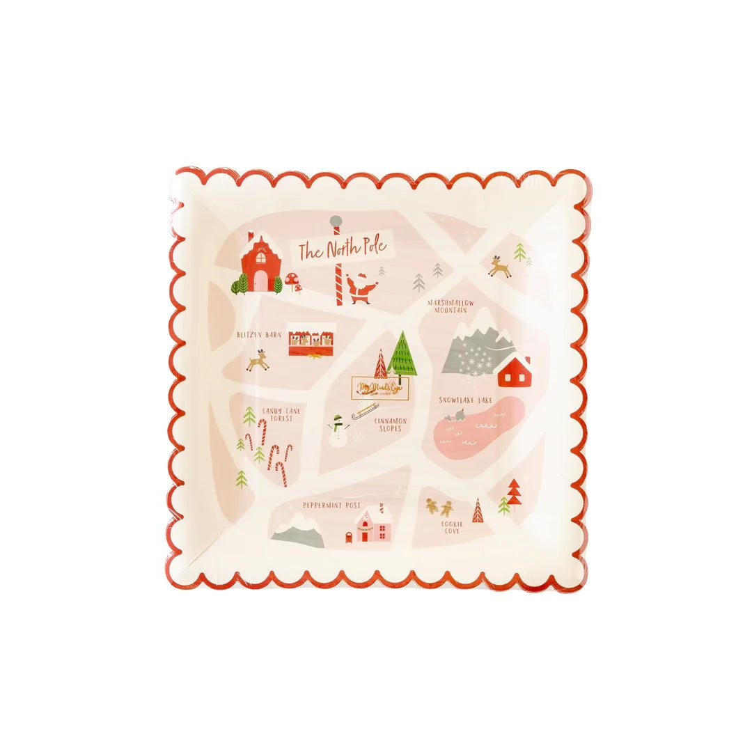 Believe North Pole Map Paper Plate