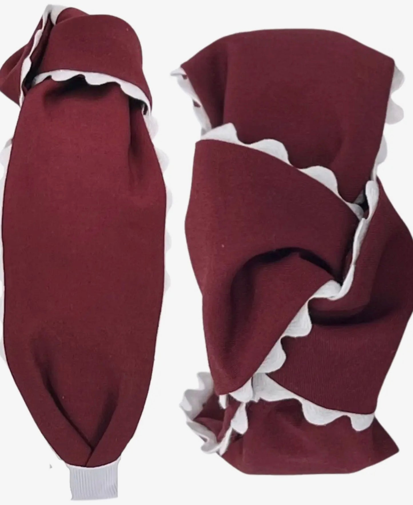 White Scallop On Maroon Headband