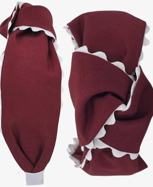 White Scallop On Maroon Headband