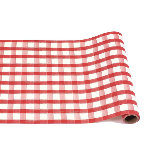 Red Painted Check Table Runner