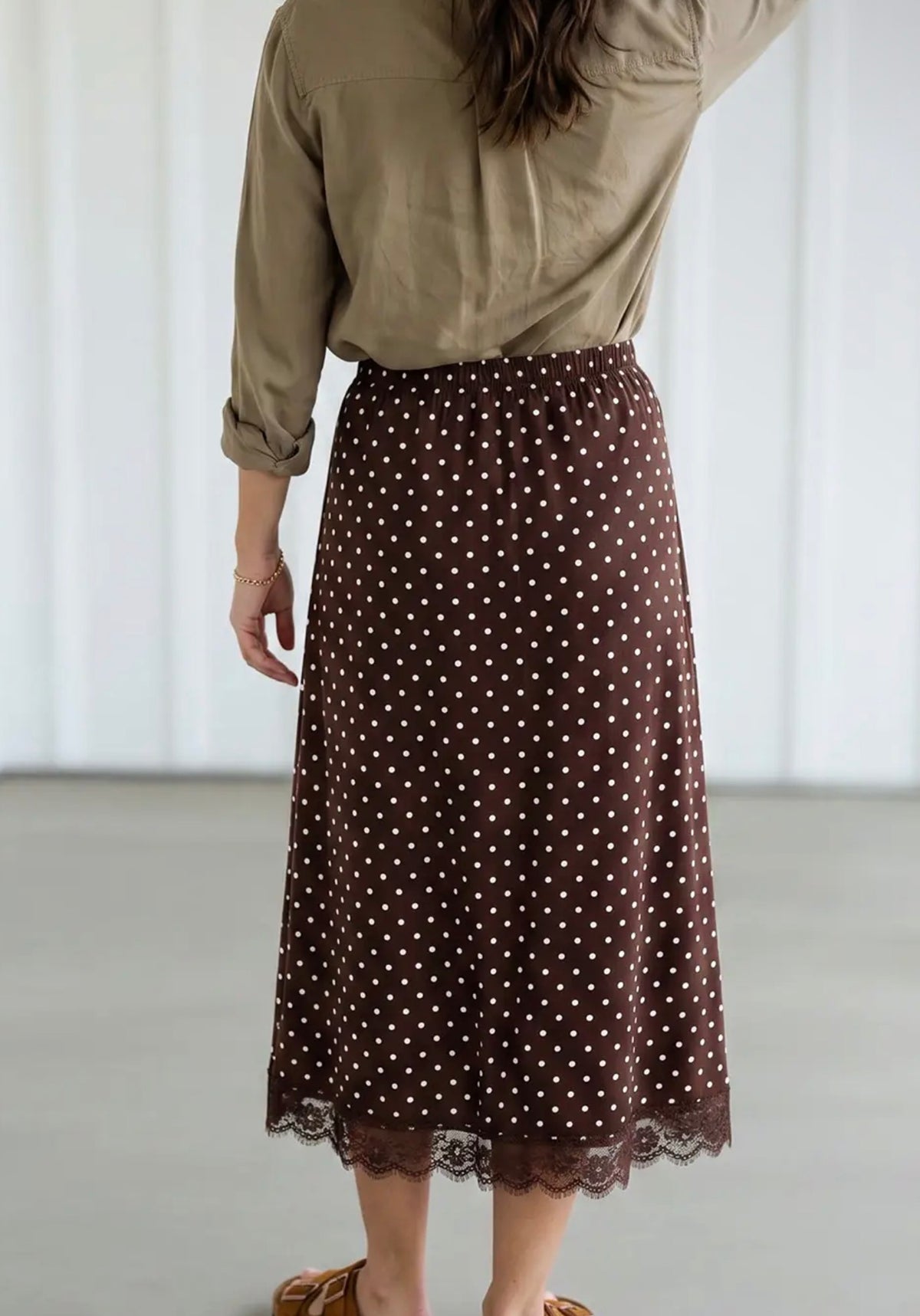 Brown Lace Polka Dot Skirt