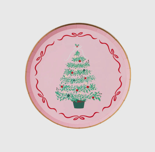 Pink Christmas Tree Dessert Plates