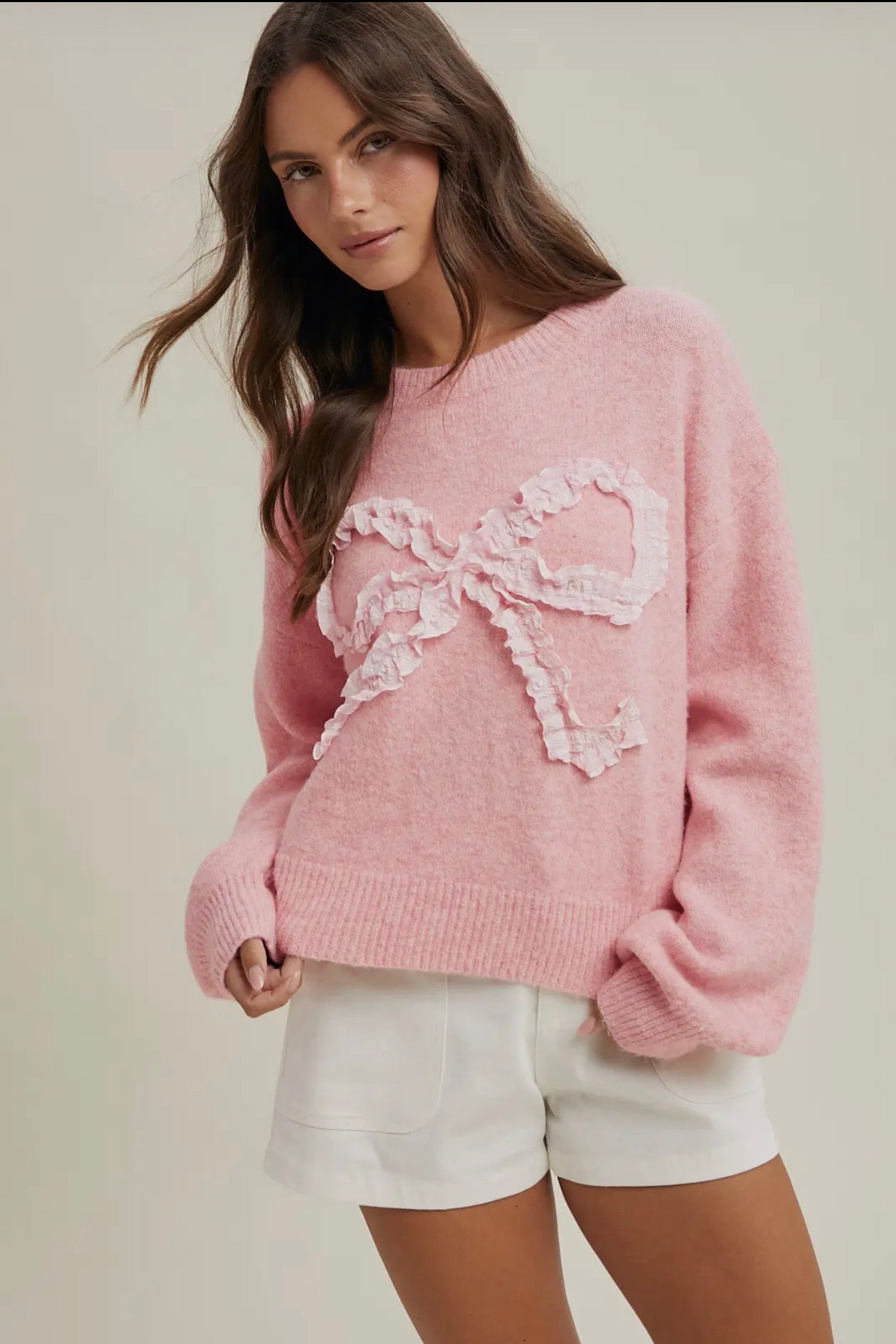 Plaid Pink Bow Sweater