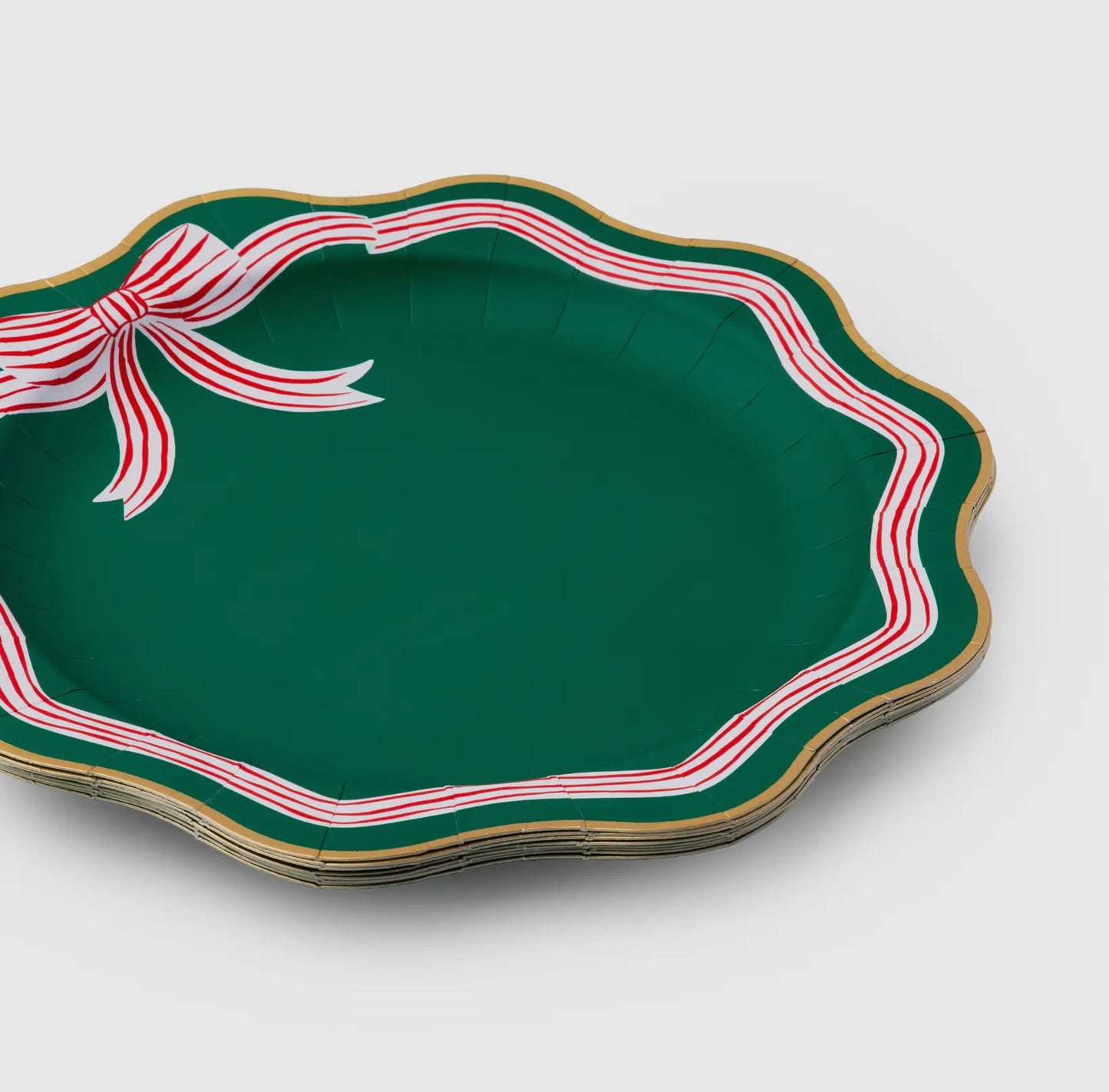 Elegant Green Peppermint Bow Dinner Plates