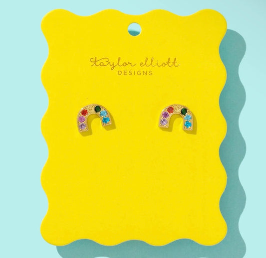 Rainbow Gem Stud Earrings