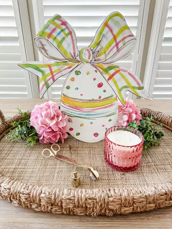 Egg & Plaid Bow Easel/Stake