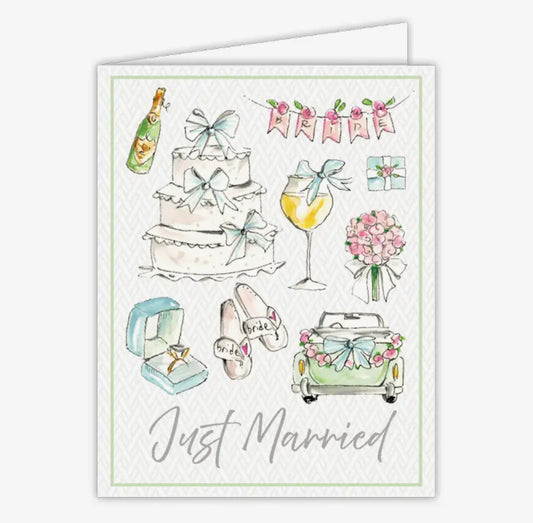 Just Married Wedding Icons Greeting Card