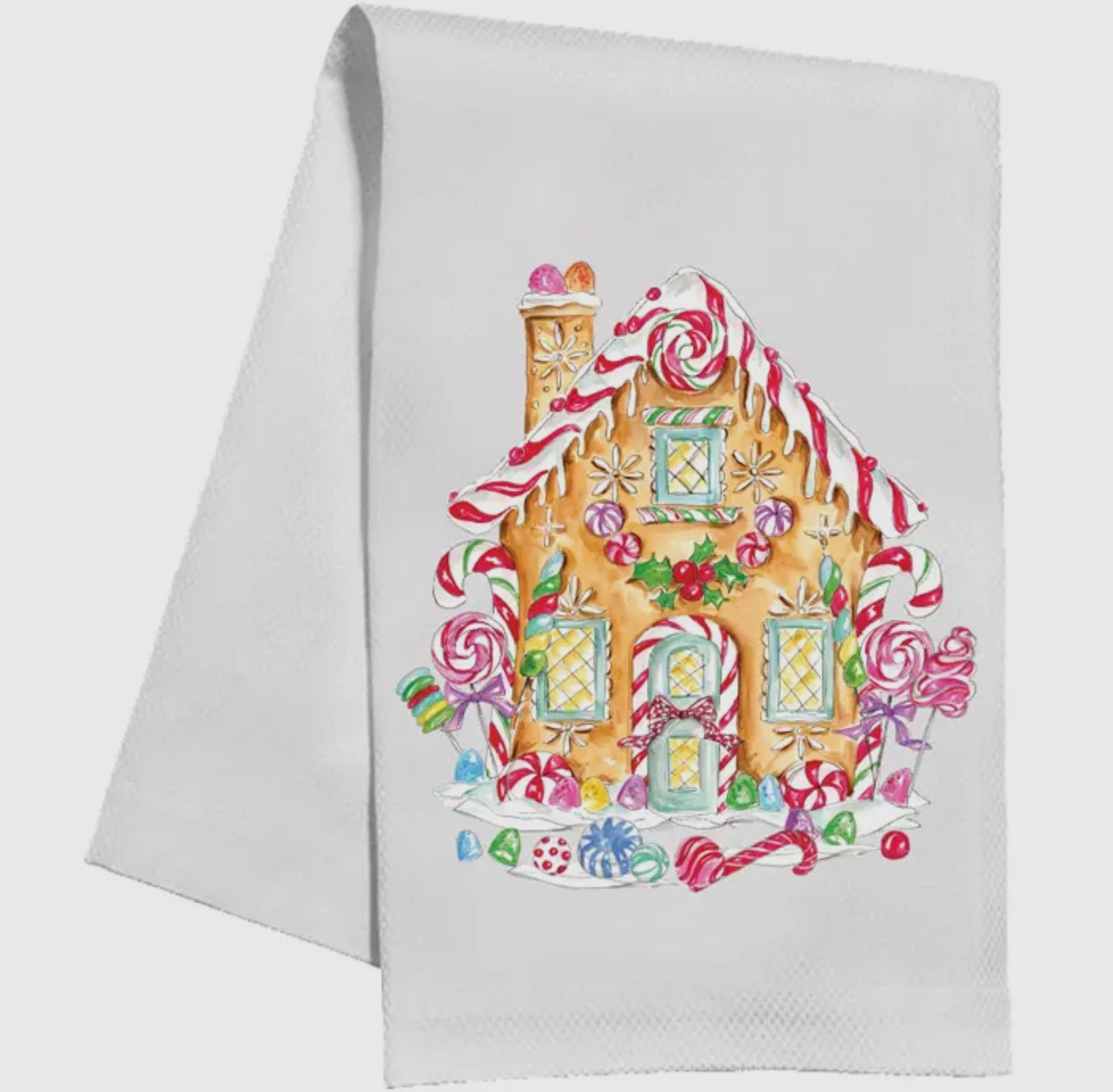 Pink Gingerbread House Kitchen Towel