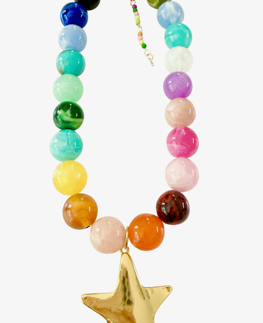Multi Chunky Beaded Star Necklace